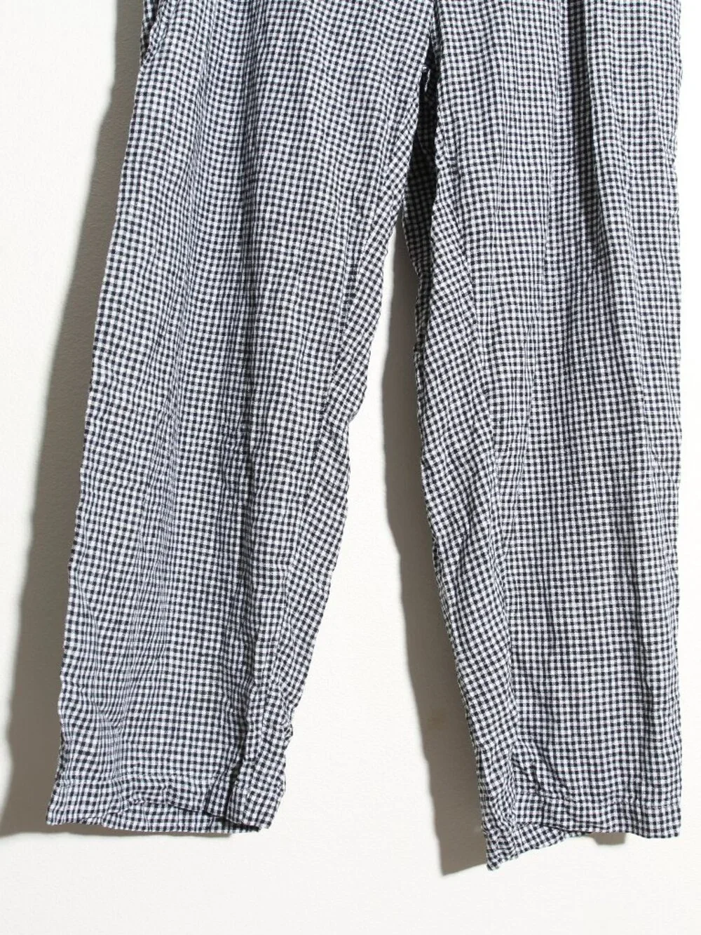 Quince 100% European Linen Pants Classic Mini Gingham Black White Pull-On Sz XL
